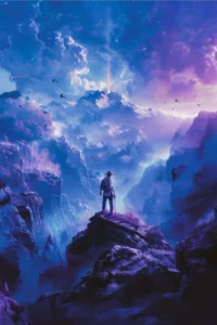 a man standing on a mountain